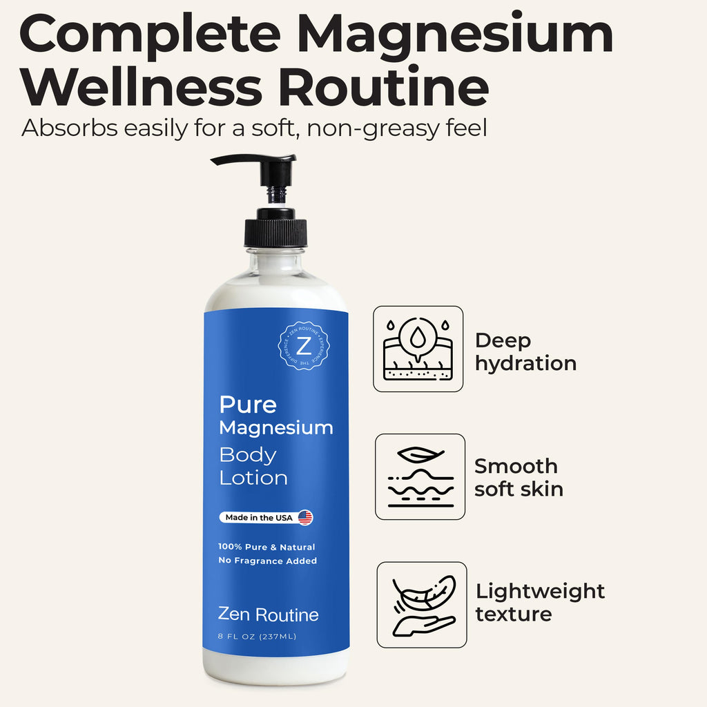 Zen Routine Magnesium Lotion for Sleep, Leg Cramps & Muscle Soreness with Shea Butter | Award-Winning Cream For Sleep – Safe for Kids – Unscented, Non-Greasy, Ultra Soothing – Made in USA Zen Routine Au supplements