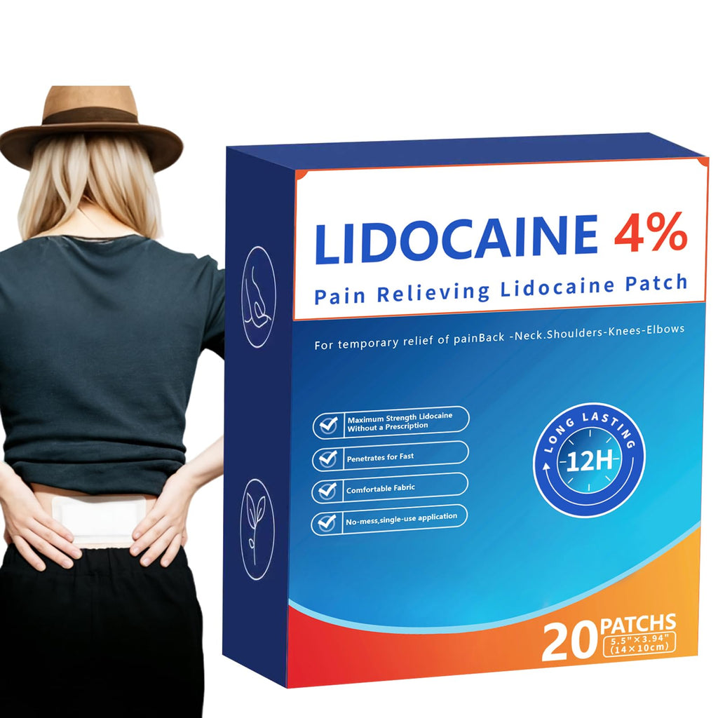 AROSLU 4% Lidocaine Maximum Strength Pain Relief Patches | Muscle & Joint Relief for Neck, Back, Knee, Shoulders | 12 Hour Long Lasting | 20 Count AROSLU Au supplements