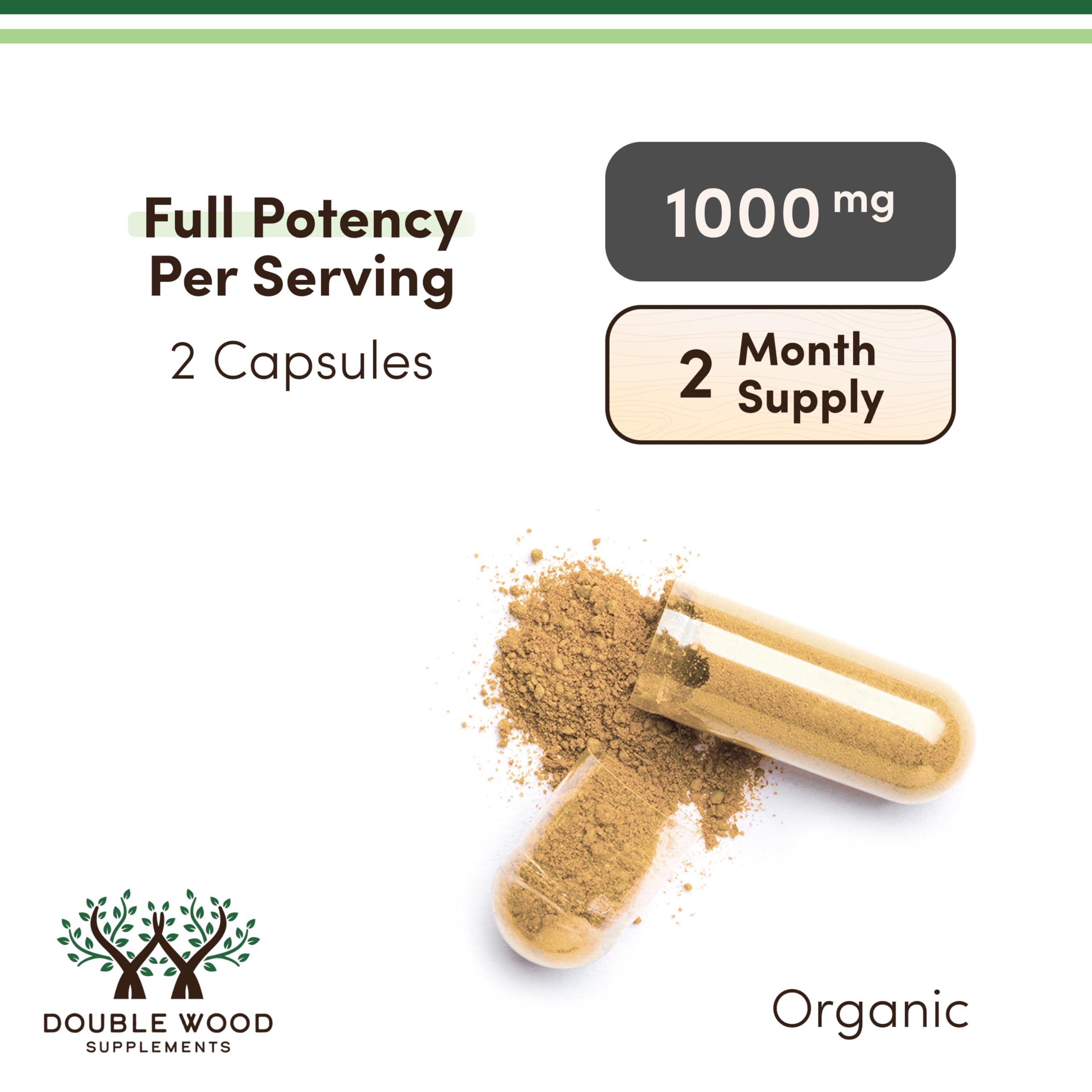 Organic Lions Mane Mushroom Capsules (120 Count), for Focus Support and Immune Health, Third Party Tested and Grown in The USA - by Double Wood Double Wood Supplements Au supplements