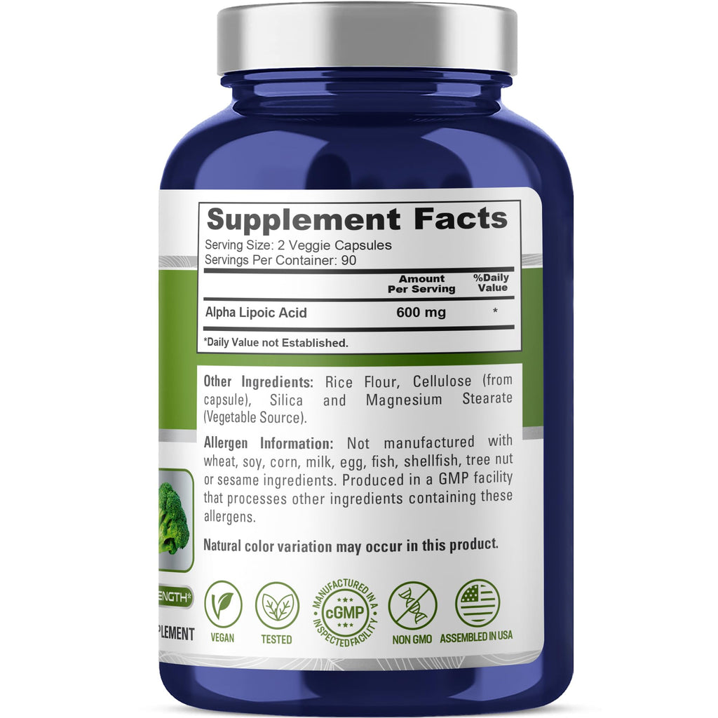 NusaPure Alpha Lipoic Acid 600 mg per Serving 180 Veggie Capsules (Vegetarian, Non-GMO, Vegan) NusaPure Au supplements