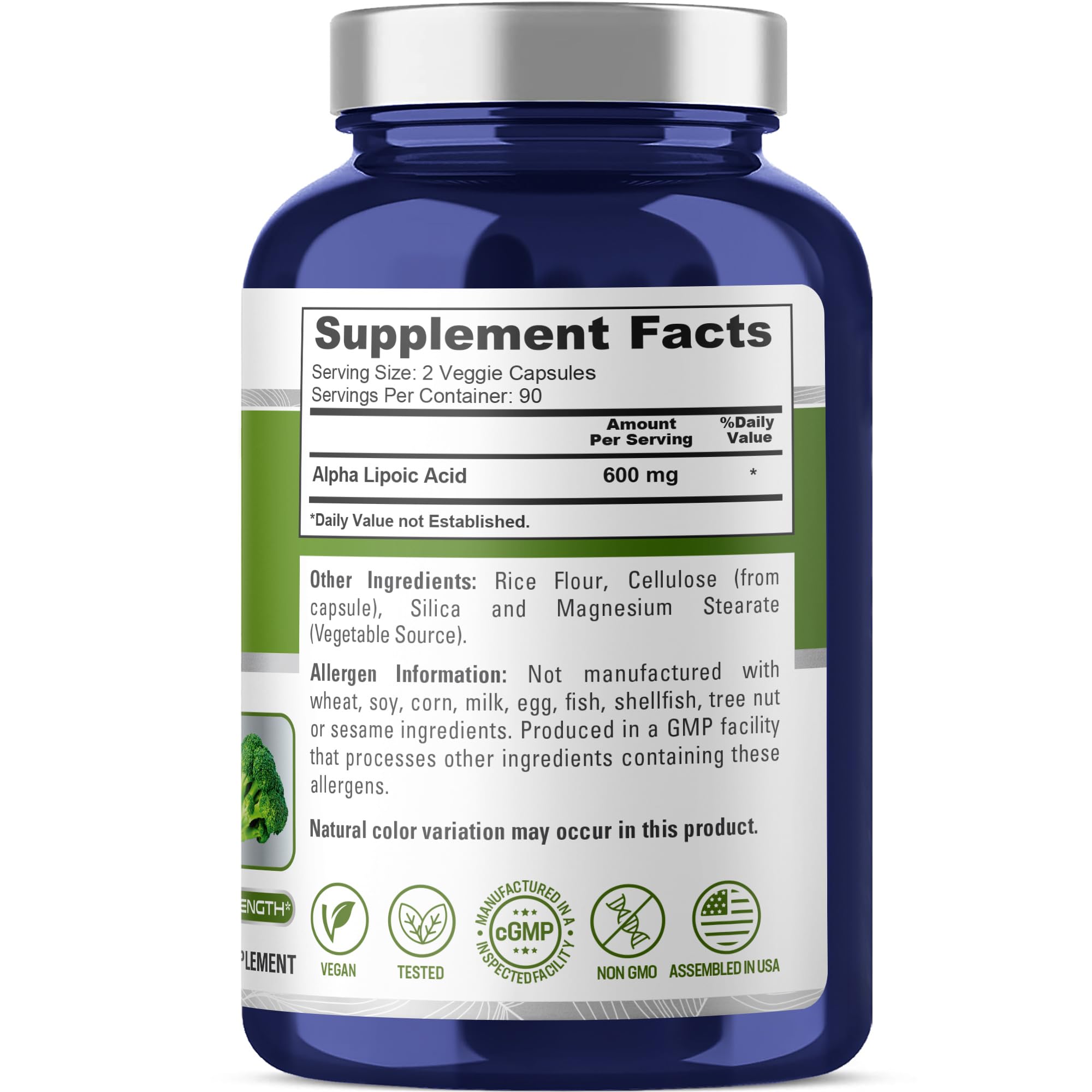 NusaPure Alpha Lipoic Acid 600 mg per Serving 180 Veggie Capsules (Vegetarian, Non-GMO, Vegan) NusaPure Au supplements
