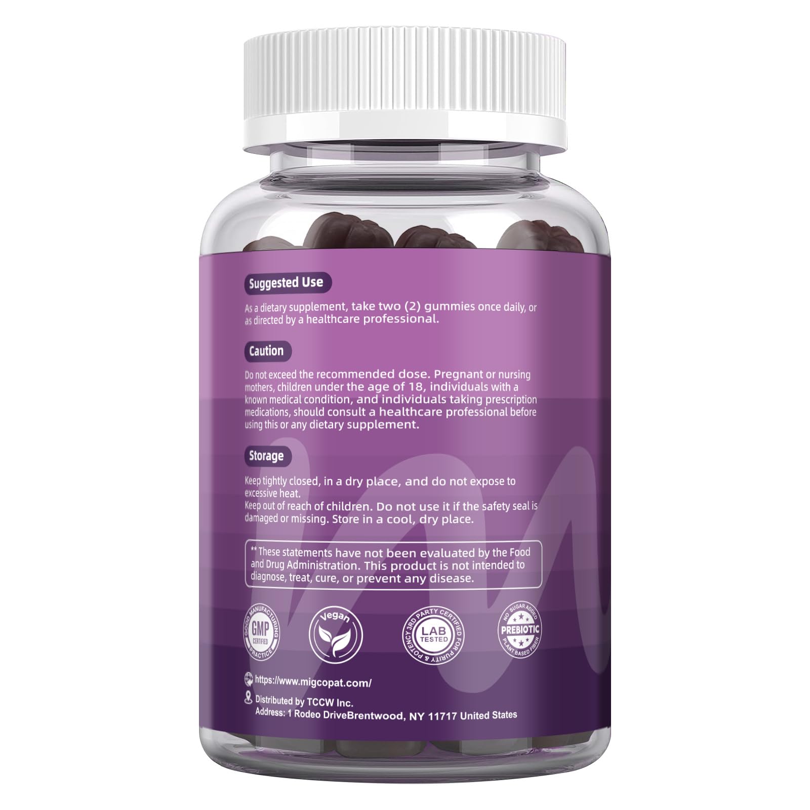 Migcopat Pre Post Probiotics Gummies, Probiotic Prebiotic Postbiotic Digestive Enzymes with Fiber, 120 Billion CFU Probiotics Complete Gut Support, Sugar Free