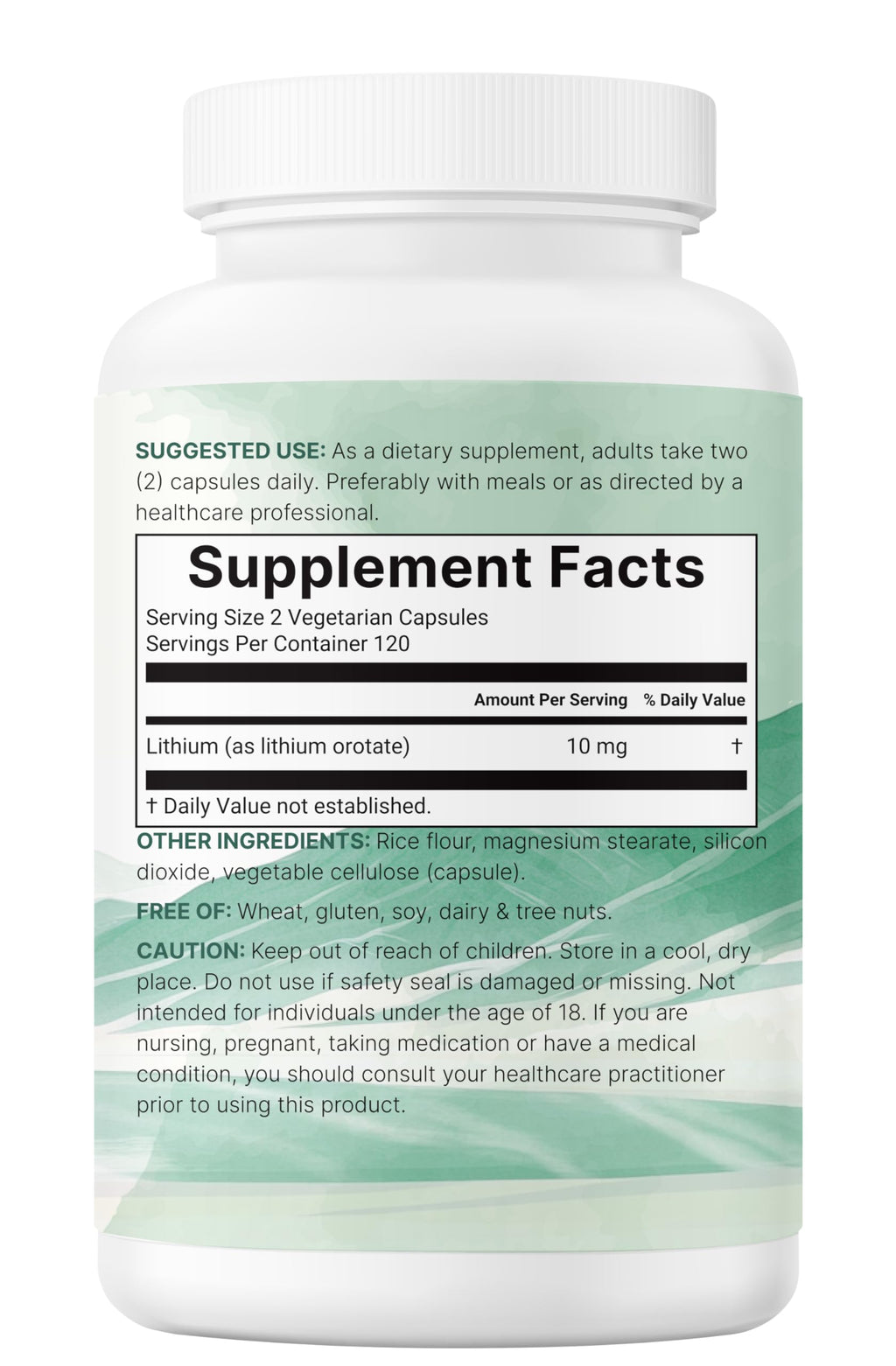 Lithium Orotate 10mg, 240 Veggie Capsules | 5mg Per Capsules | High Bioavailability Trace Mineral | Healthy Aging, Brain Supplement
