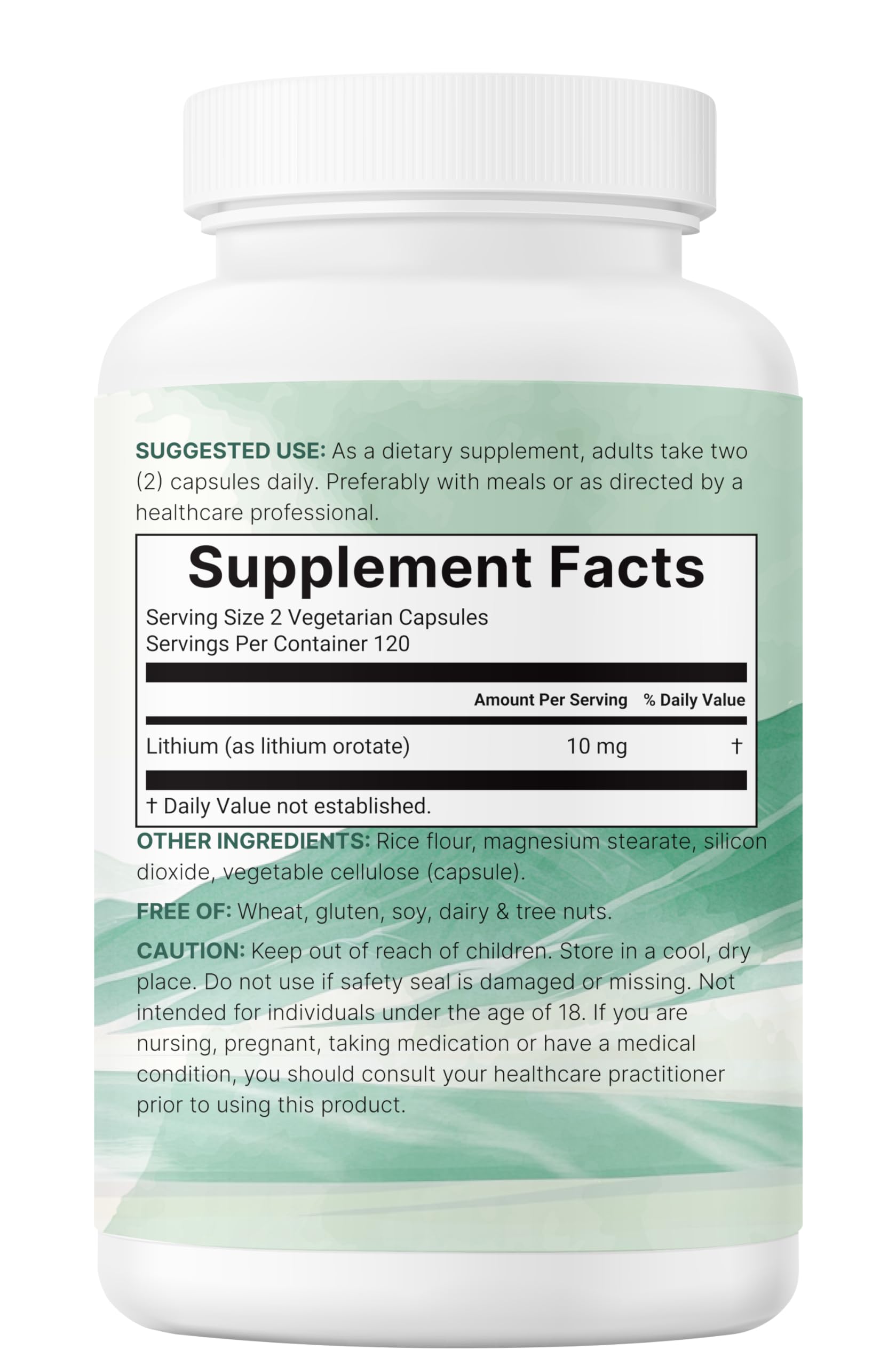 Lithium Orotate 10mg, 240 Veggie Capsules | 5mg Per Capsules | High Bioavailability Trace Mineral | Healthy Aging, Brain Supplement