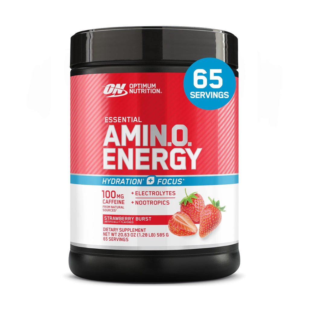 Optimum Nutrition Amino Energy Powder Plus Focus, with BCAA, Electrolytes, and Caffeine, Strawberry Burst, 65 Servings Optimum Nutrition Au supplements