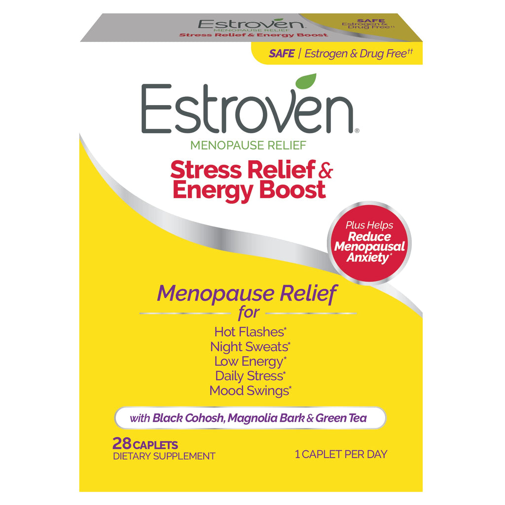 Estroven Stress Relief & Energy Boost for Menopause Relief - 28 Ct. - Clinically Proven Ingredients Provide Stress & Energy Support + Night Sweats & Hot Flash Relief - Drug-Free and Gluten-Free Estroven Au supplements