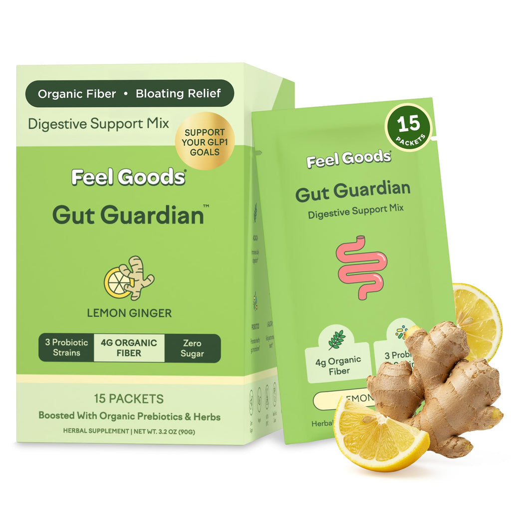 Feel Goods Gut Guardian, Gut Health Powder Packets - Probiotic Fiber Powder with Prebiotics & L Glutamine for Digestive Health, Bloating Relief & Digestion Support - Zero Sugar & Organic Flavor Feel Goods Au supplements