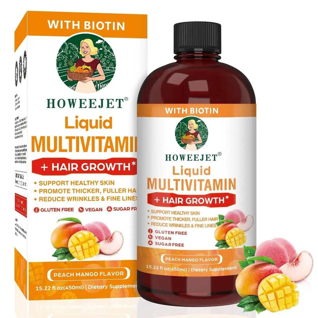 Liquid Multivitamin for Hair Growth | Biotin 10000mcg | Hair & Skin Support Supplement | Clinically Tested for Thicker Hair & Skin Elasticity HOWEEJET Au supplements