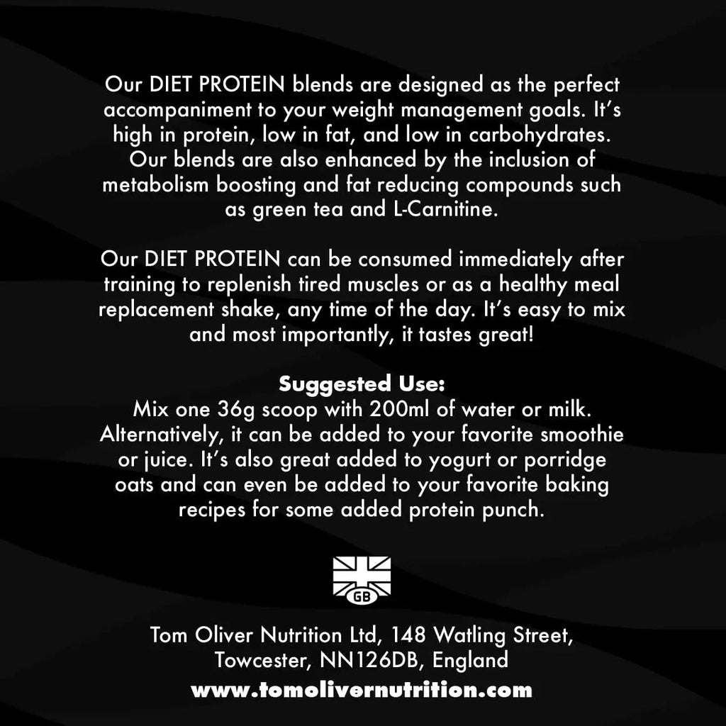 Tom Oliver Nutrition The Diet Protein - Diet Whey Protein Powder 907g - Weight Control Shake for Men & Women Tom Oliver Nutrition Au supplements