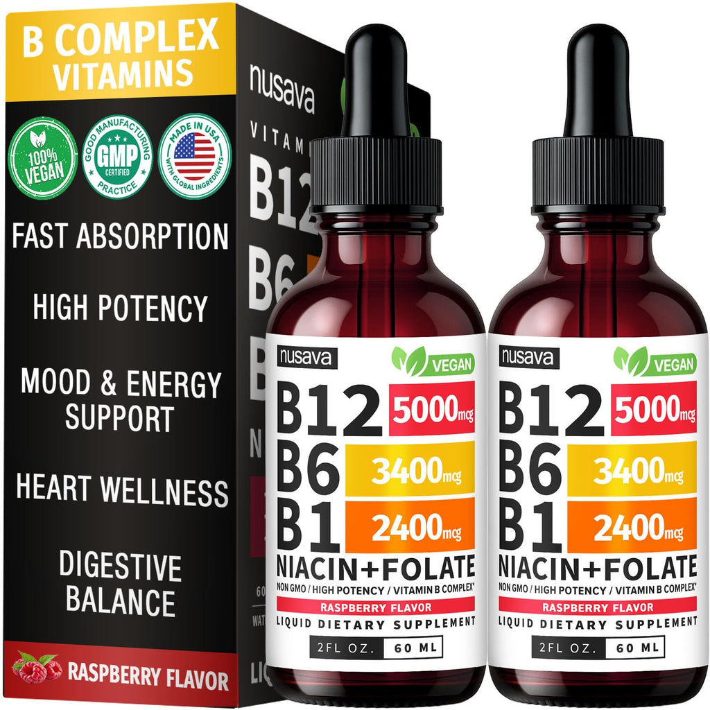 (2 Pack) Vitamin B12 and B6 Liquid Drops, B12 Sublingual Vitamin B Complex - B 12 Vitamin 5000mcg - B12 Methylcobalamin for Energy