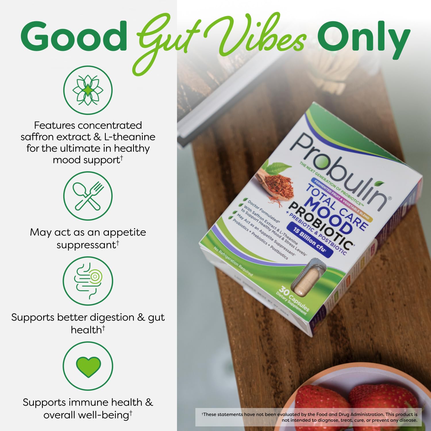Probulin Mood Probiotics for Women with Saffron, L Theanine, Probiotic, Prebiotic, Postbiotic - Mood Support Supplement & Gut Support - Vegan, Non GMO, 30 Capsules Probulin Au supplements