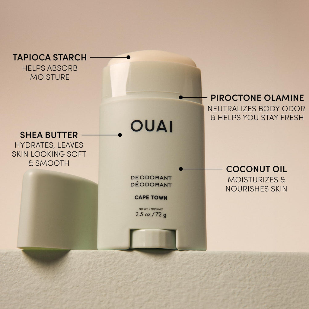 OUAI Aluminum Free Deodorant - Women's Deodorant with 24-Hour Odor Control & Invisible Application - Enriched with Notes of Wet Grass, Ginger, Basil & Green Fig - Cape Town (2.5 oz) OUAI Au supplements