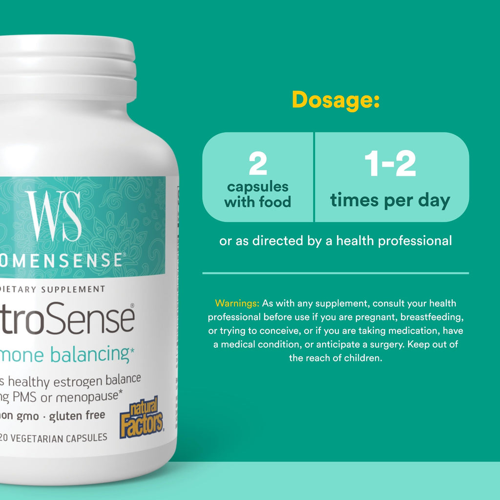Natural Factors WomenSense EstroSense - Daily Hormonal Balance Support Supplement - Supports Healthy Menstration & Menopause - Non-GMO Natural Supplement - 120 Vegetarian Capsules (60 Servings) Natural Factors Au supplements