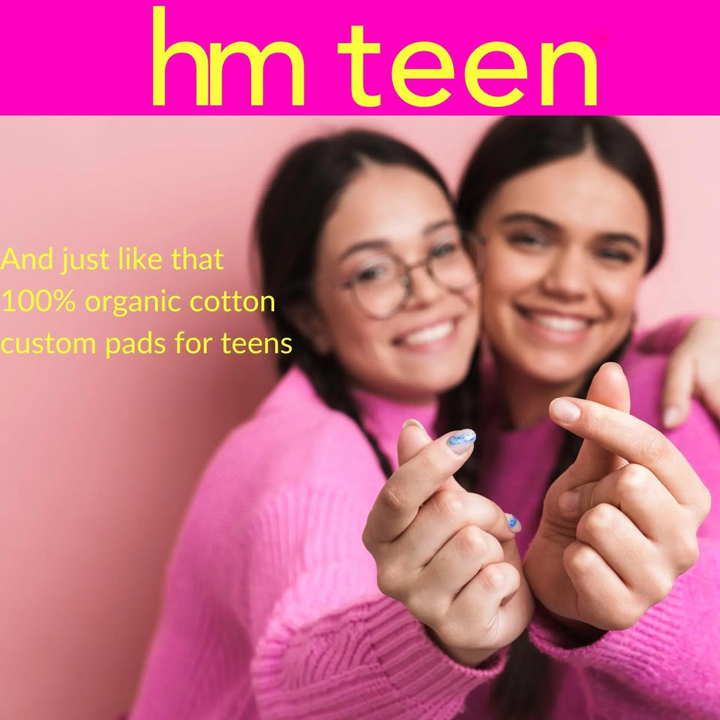 HM Teen | Pads for Teens | 100% Organic Cotton Pad Topsheet | Non Toxic Teen Pads with Wings HM Teen Au supplements