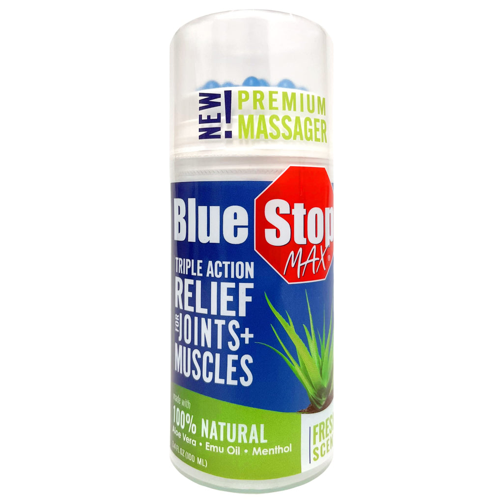 Blue Stop Max Applicator: Fast-Acting Massage Applicator for Sports Cream, Elbow Relief, Performance Roll On for Muscle & Joint Soreness - Convenient Relief for Active Individuals, 1 Pack of 3.4 Oz Blue Stop Max Au supplements