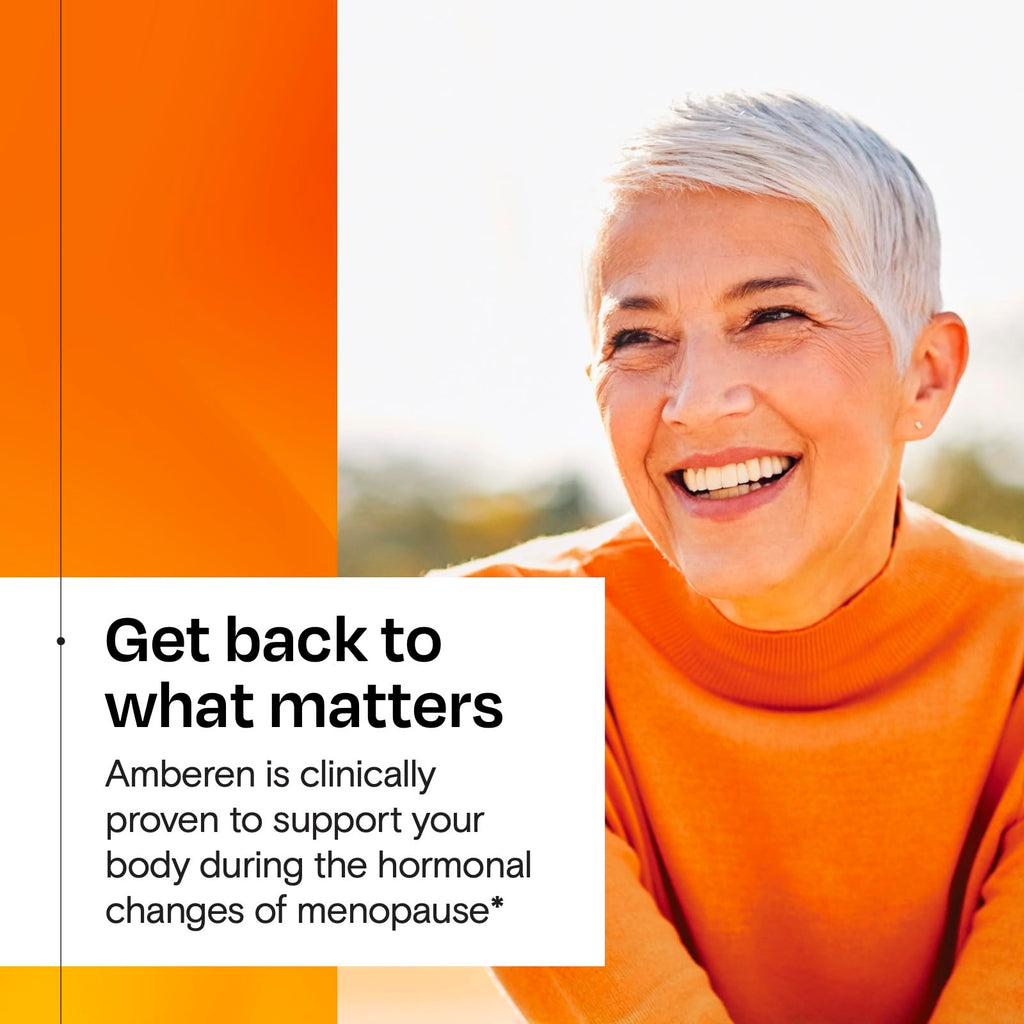 Amberen Menopause Supplement for Women, 60 Capsules, Clinically Proven, Helps Support Hormone Balance, Helps Relieve 12 Menopause Symptoms: Hot Flashes, Night Sweats, Mood Swings and More Amberen Au supplements