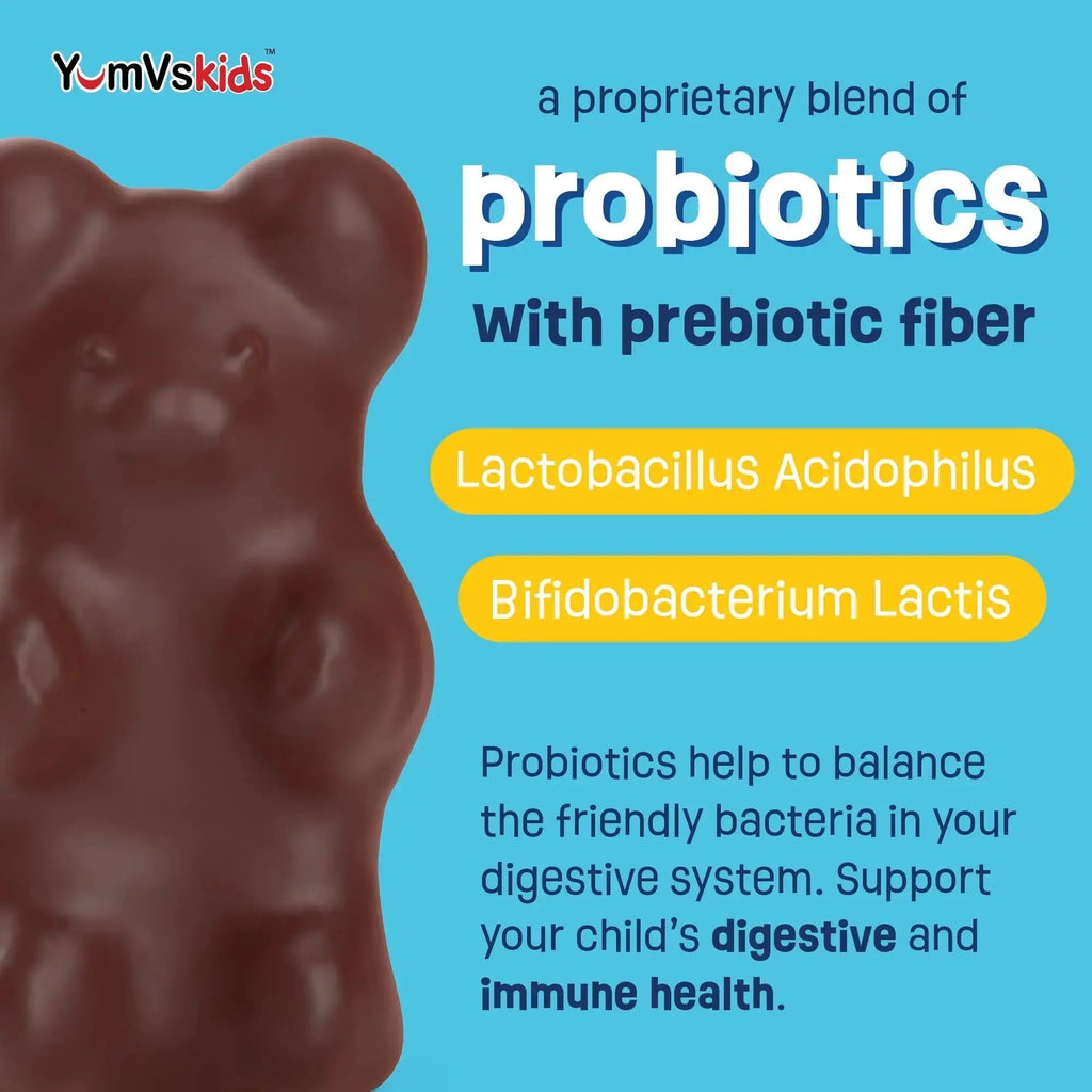 YUM-V'S Probiotics & Multivitamin Bundle for Kids – Probiotic with Prebiotic Fiber Chocolate Bears + Multivitamin & Multimineral with Iron Chewables – Digestive, Immune & Overall Health Support YUM-V'S Au supplements
