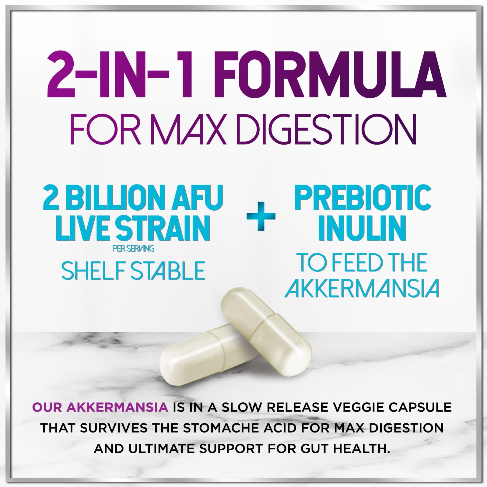 Akkermansia Probiotic - 2 Billion AFU per Serving - Best Strain for GLP-1 Production Support with Prebiotic Fiber for Natural Digestive & Gut Health