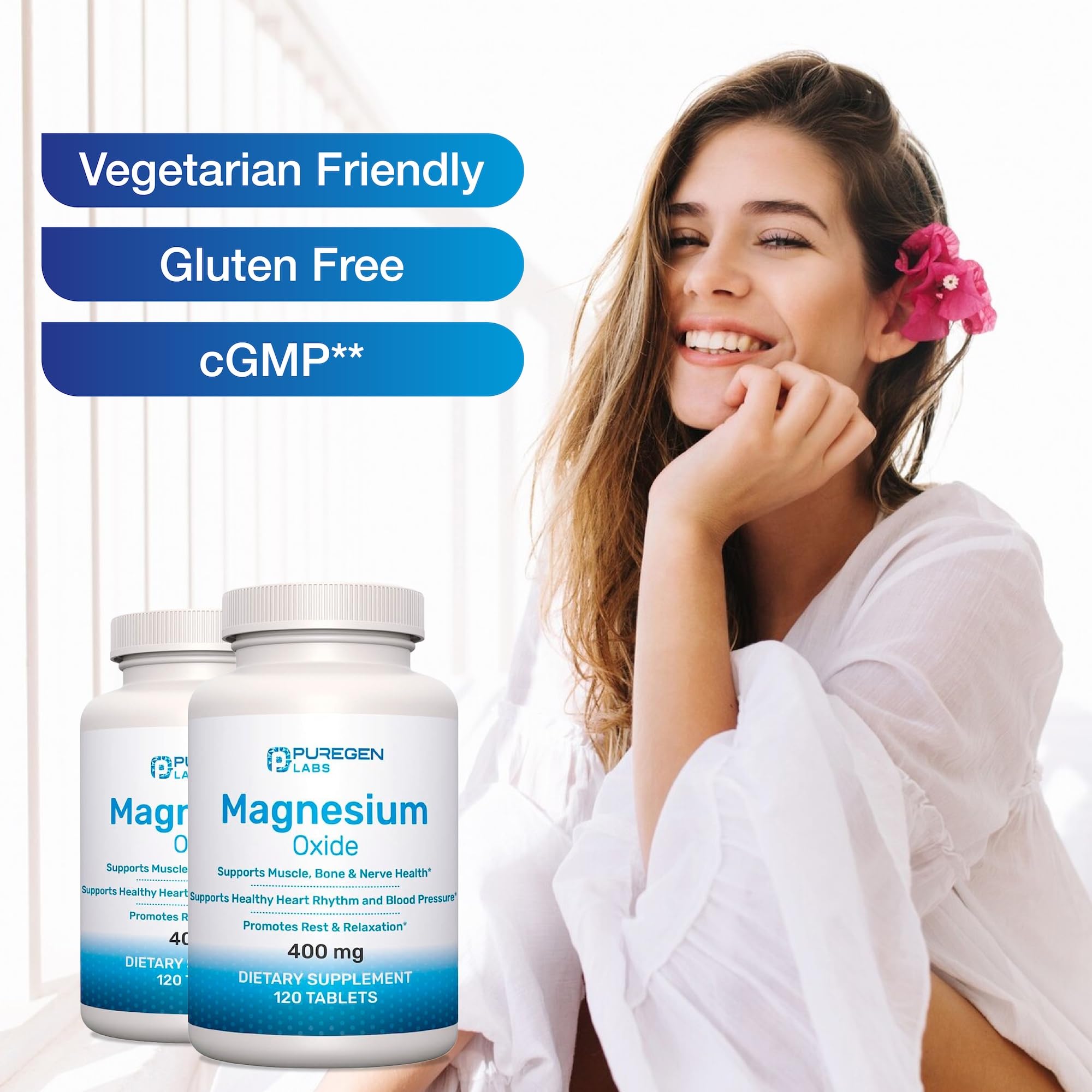 Magnesium 400mg [High Potency] Supplement – Magnesium Oxide for Immune Support, Muscle Recovery, Leg Cramps and Relaxation 120 Tablets