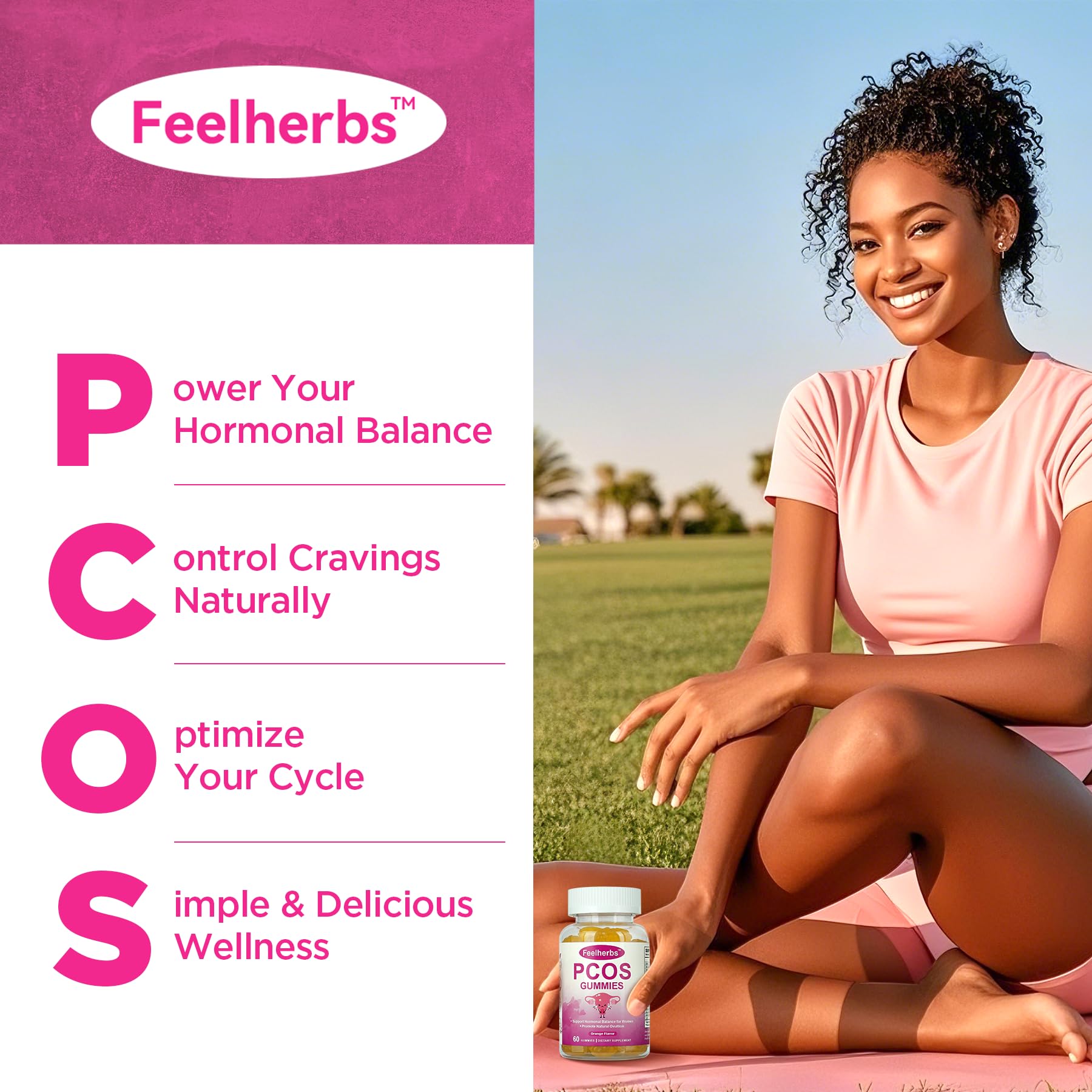 PCOS Gummies for Women Menstrual Cycle & Hormonal Balance, 60 Count Ovarian Support Gummies with Myo-Inositol, Folate and Vitamins, Orange Flavor PCOS Vitamins Gummies Helps Fertility and Ovulation Feelherbs Au supplements