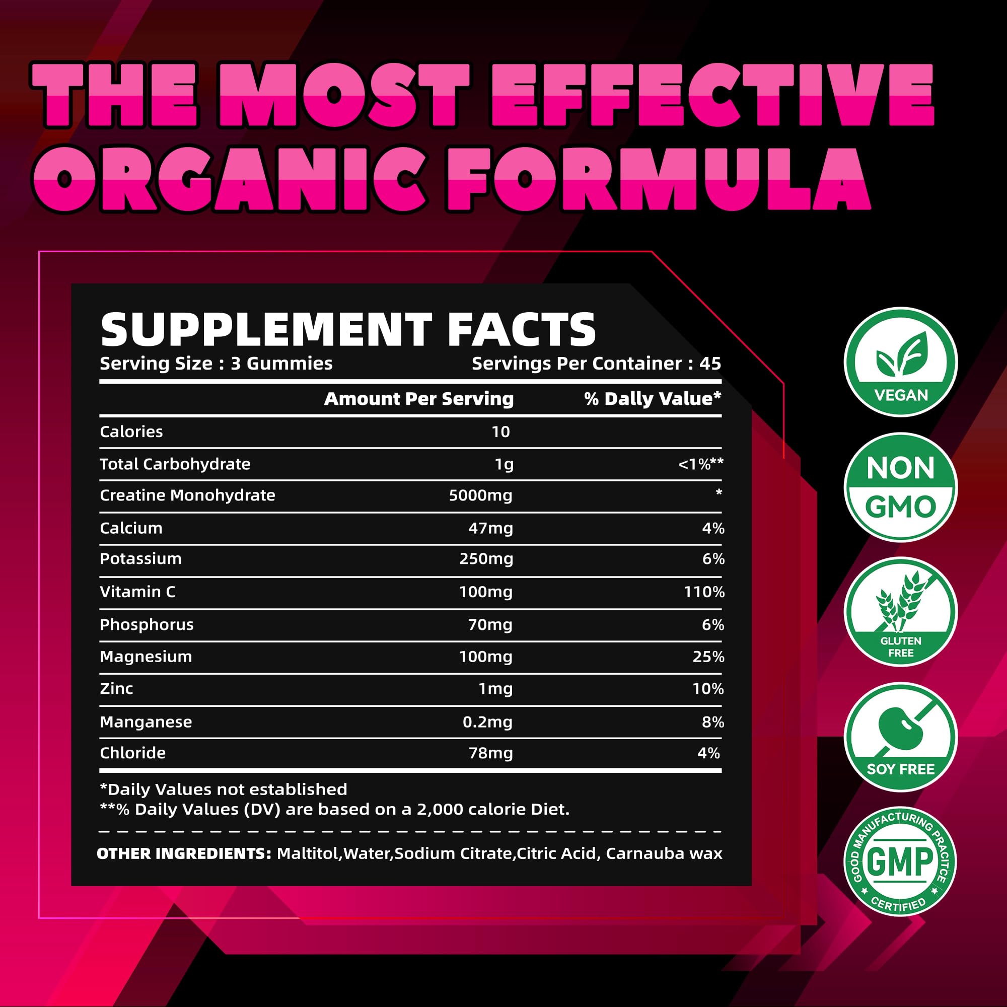 GlucoBio Creatine Monohydrate Gummies (5g) – Pre-Workout Energy & Muscle Growth Support for Men & Women