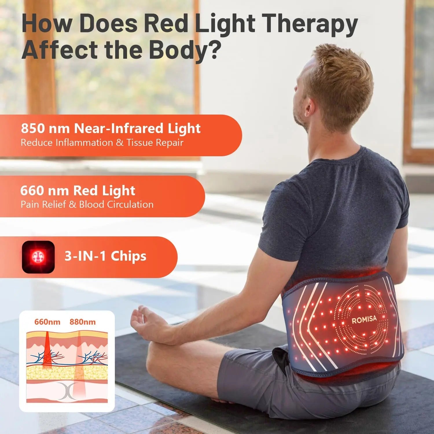 ROMISA Red Light Therapy Belt - Infrared Light Therapy Vibration Rechargeable 660nm&850nm ROMISA Au supplements