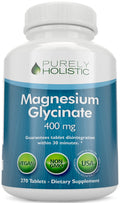 Magnesium Glycinate 400mg - 270 Magnesium Tablets (not Capsules) - 400 mg Elemental Magnesium - Highly Bioavailable - Vegan and Vegetarian - for Improved Sleep, Stress Relief & Cramp Defense Purely Holistic Au supplements