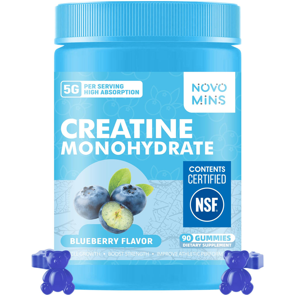 novomins Creatine Monohydrate Gummies 5000mg for Men & Women, Chewables Creatine Monohydrate for Muscle Strength, Muscle Builder, Energy Boost, Pre-Workout Supplement