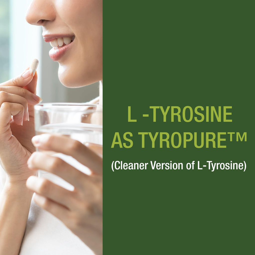 TyroPure L Tyrosine Supplement. More Bioavailable, Cleaner Version of L-Tyrosine. Vegan, Naturally Fermented 500mg Capsules for Mental Clarity, Dopamine. Mood Support for Women and Men Peak Performance Au supplements