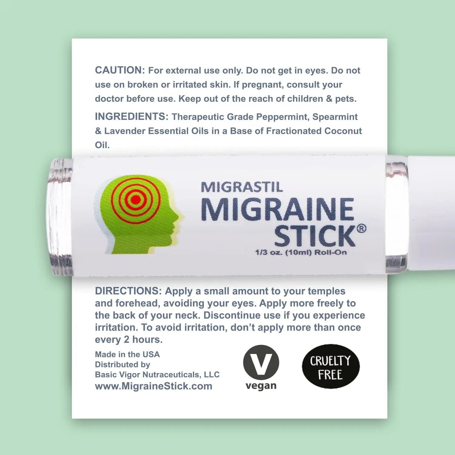 Migrastil Migraine Stick® Rollon - Fast Cooling Comfort for Your Head. Aromatherapy with Peppermint Basic Vigor Au supplements