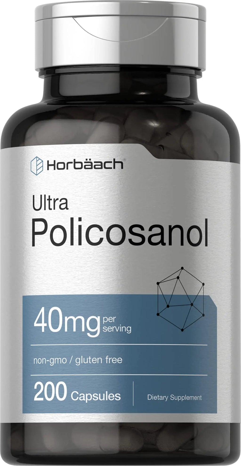 Policosanol 40mg | 200 Capsules | Non-GMO and Gluten Free | by Horbaach Horbäach Au supplements