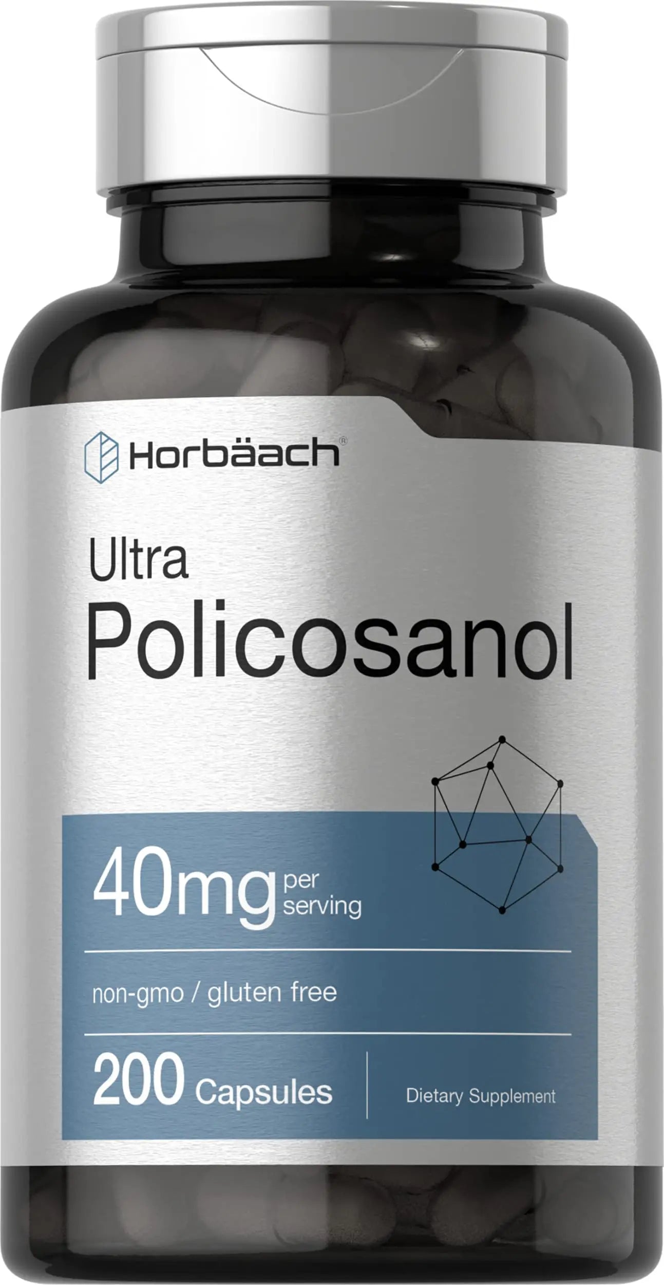 Policosanol 40mg | 200 Capsules | Non-GMO and Gluten Free | by Horbaach Horbäach Au supplements
