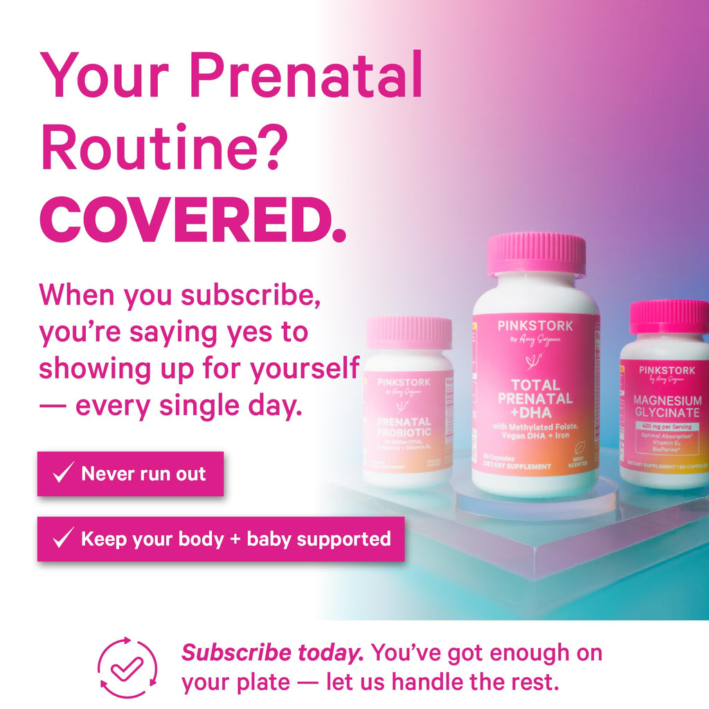 Pink Stork Total Prenatal Vitamins with DHA, Folate, Iron, Choline, and Vitamin B12 - Prenatals for Women to Support Fetal Development, Pregnancy Essentials