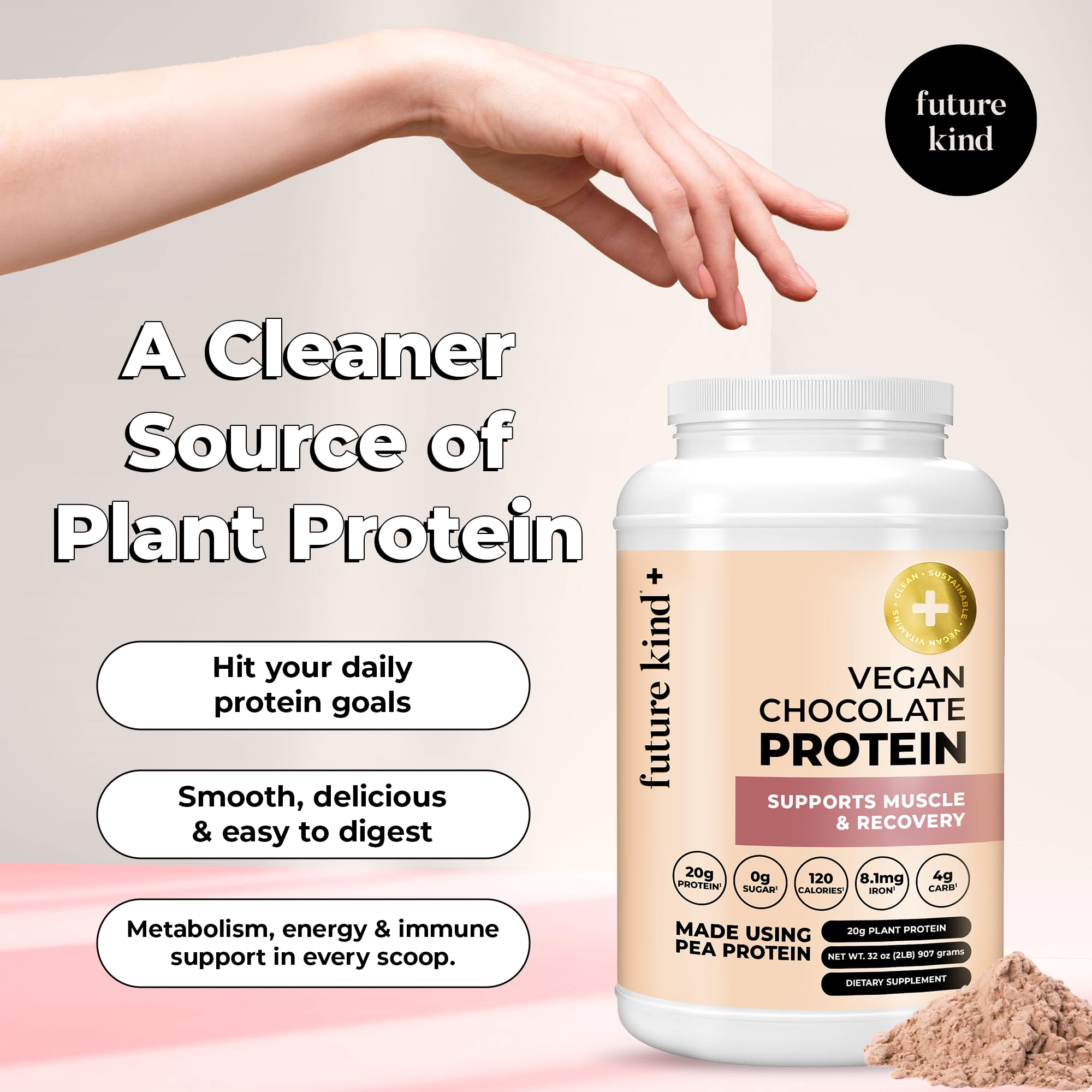 Future Kind Vegan Protein Powder, Chocolate, Pea Plant Protein for Lean Muscle with Iron & Fiber, Whey-Free, Sugar-Free, Soy-Free, Non-Dairy (34 Servings) Future Kind Au supplements