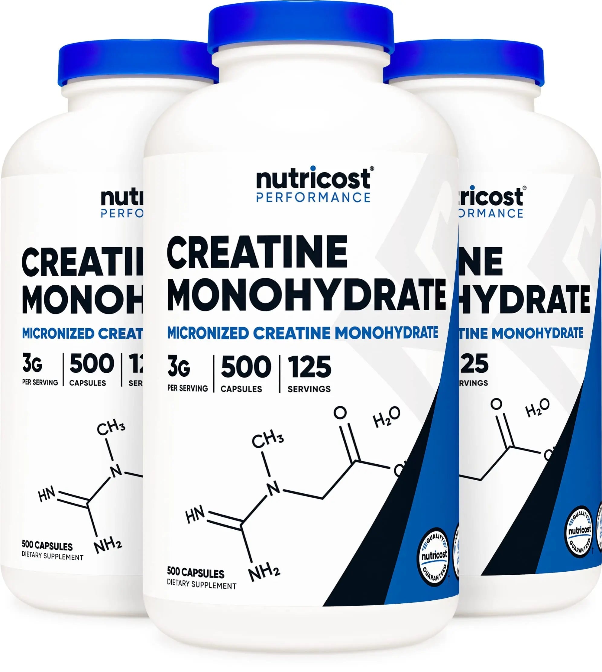 Nutricost Creatine Monohydrate 3000mg (750mg Per Cap), 500 Capsules (3 Bottles) Nutricost Au supplements