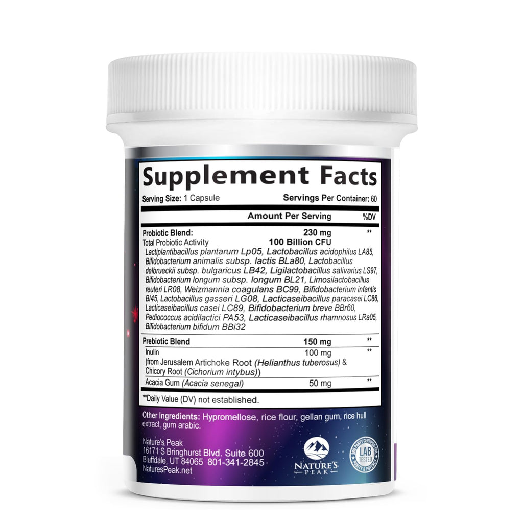 Probiotics for Digestive Gut Health - 100 Billion CFU Per Capsule, 16 Premium Strains & Prebiotics - Best Probiotics for Women & Men, Occasional Constipation
