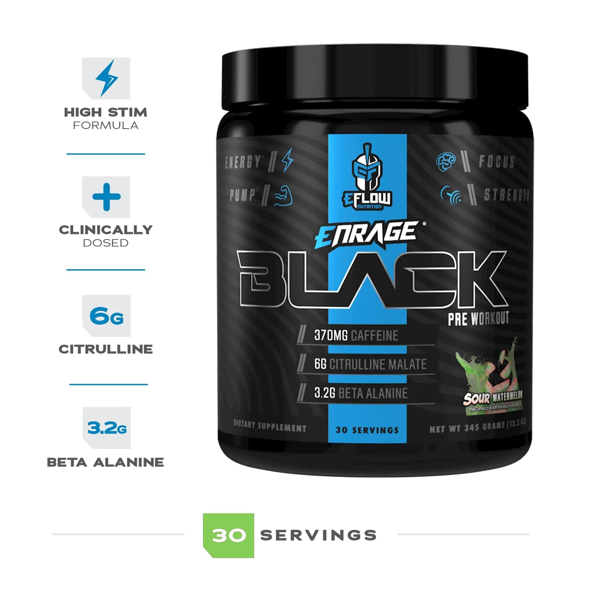 eFlow Nutrition Enrage Black High Stimulant Pre Workout Supplement - Preworkout Powder eFlow Nutrition Au supplements