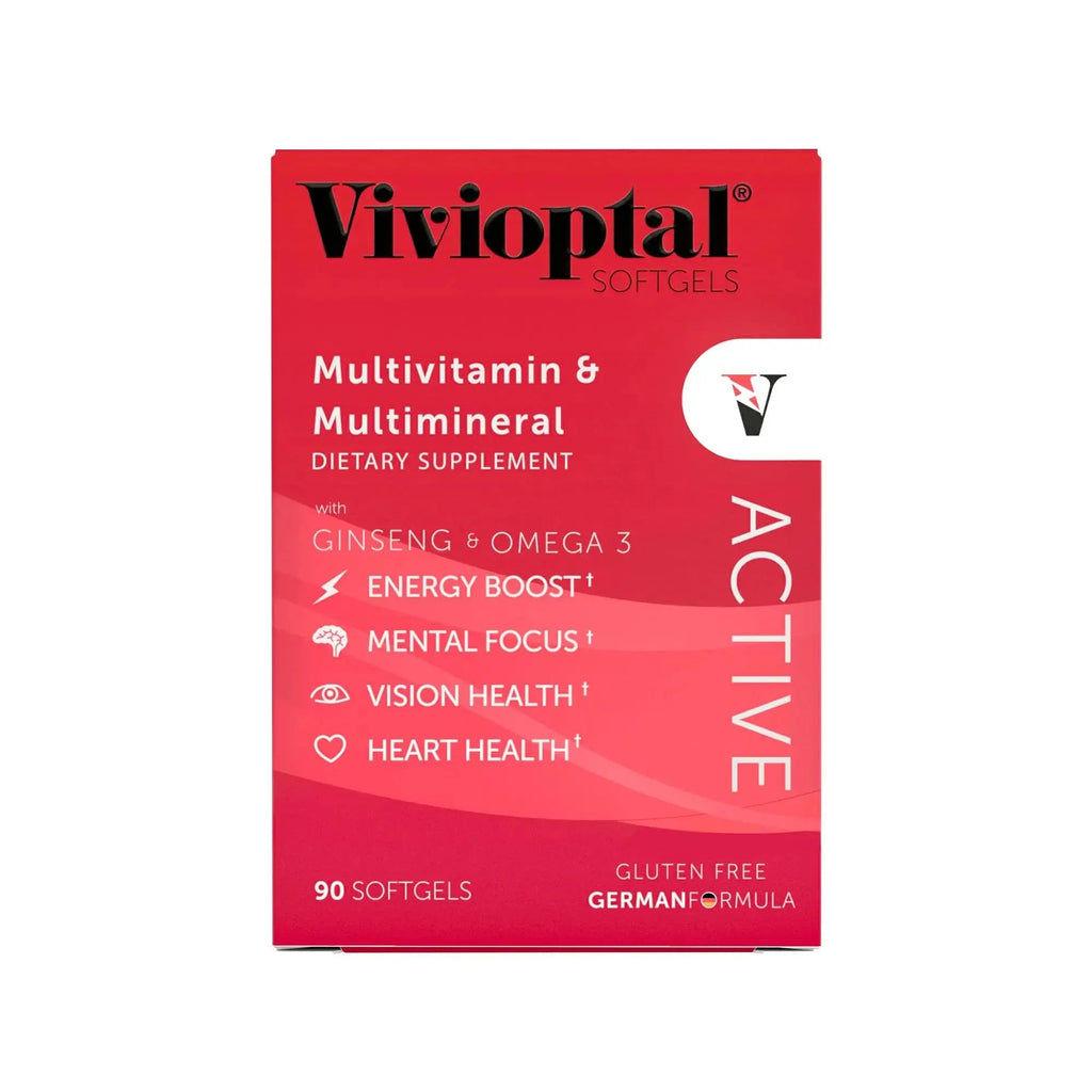 Vivioptal Active, 90 Softgels (1 Year Supply), Ginseng & Omega 3, Multivitamin & Multimineral, Gluten Free, German Formula Vivioptal Vitamins Au supplements