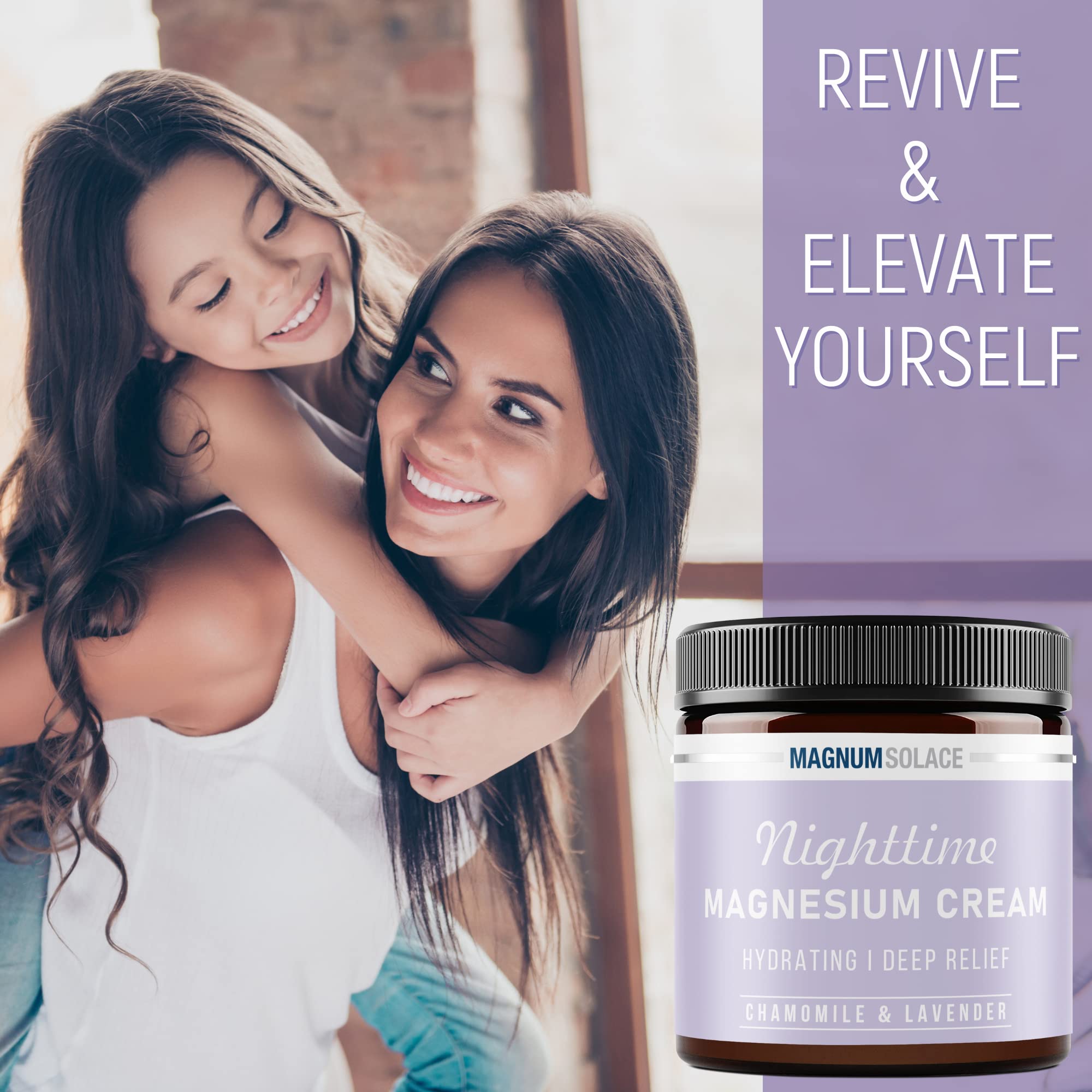 Magnum Solace Magnesium Lotion – Nighttime Magnesium Cream – Apply to Legs, Arms or Chest - Topical Magnesium Chloride – USA Made and Safe for Kids (Chamomile Lavender) Magnum Solace Au supplements