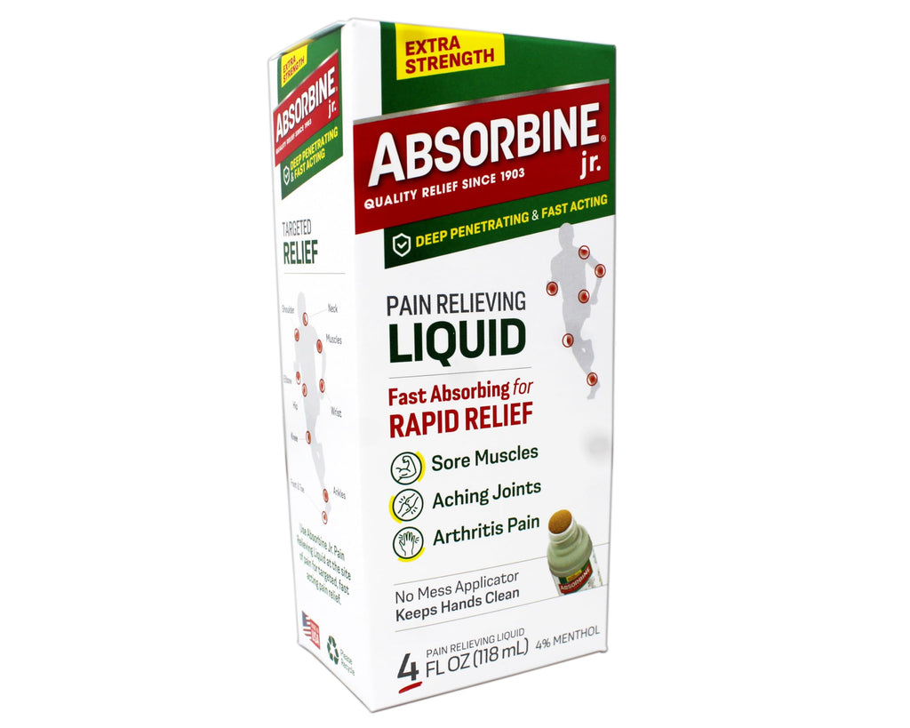 ABSORBINE JR. Extra Strength Pain Relieving Liquid, for Muscle, Joints, Arthritis Pain, with No-Mess Applicator, 4 Oz (Pack of 3) ABSORBINE JR. Au supplements