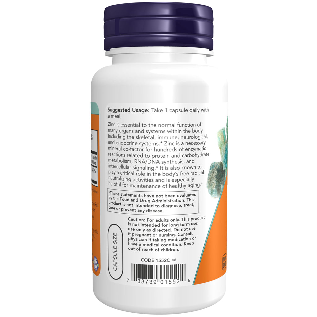 NOW Foods Supplements, Zinc Picolinate 50 mg, Supports Enzyme Functions*, Immune Support*, 120 Veg Capsules (Packaging may vary)