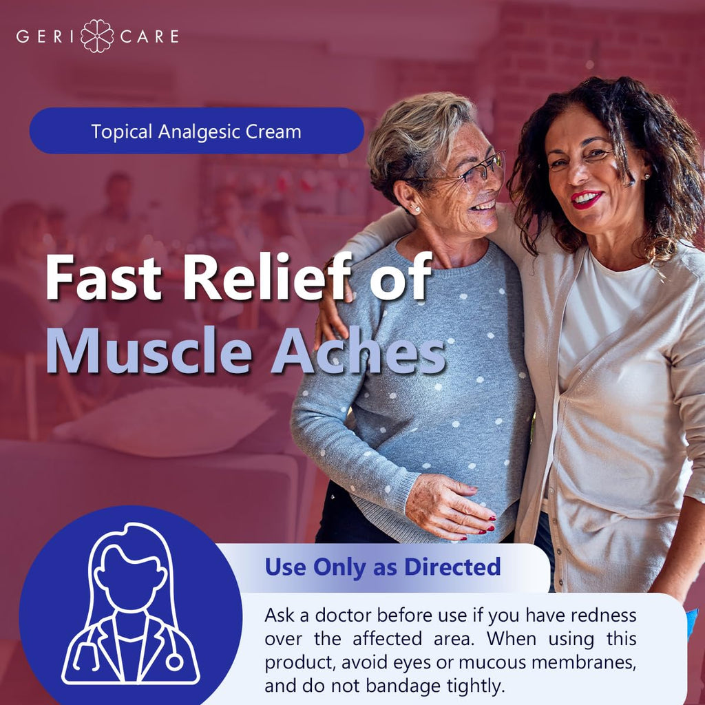 GeriCare Topical Analgesic Cream, Menthol 10%, Methyl Salicylate 15%, Fast Absorption, Pain Relief of Minor Muscle Aches, Body Stiffness, Joint Pain & Soreness, 3 Ounce (Pack of 1) GeriCare Au supplements