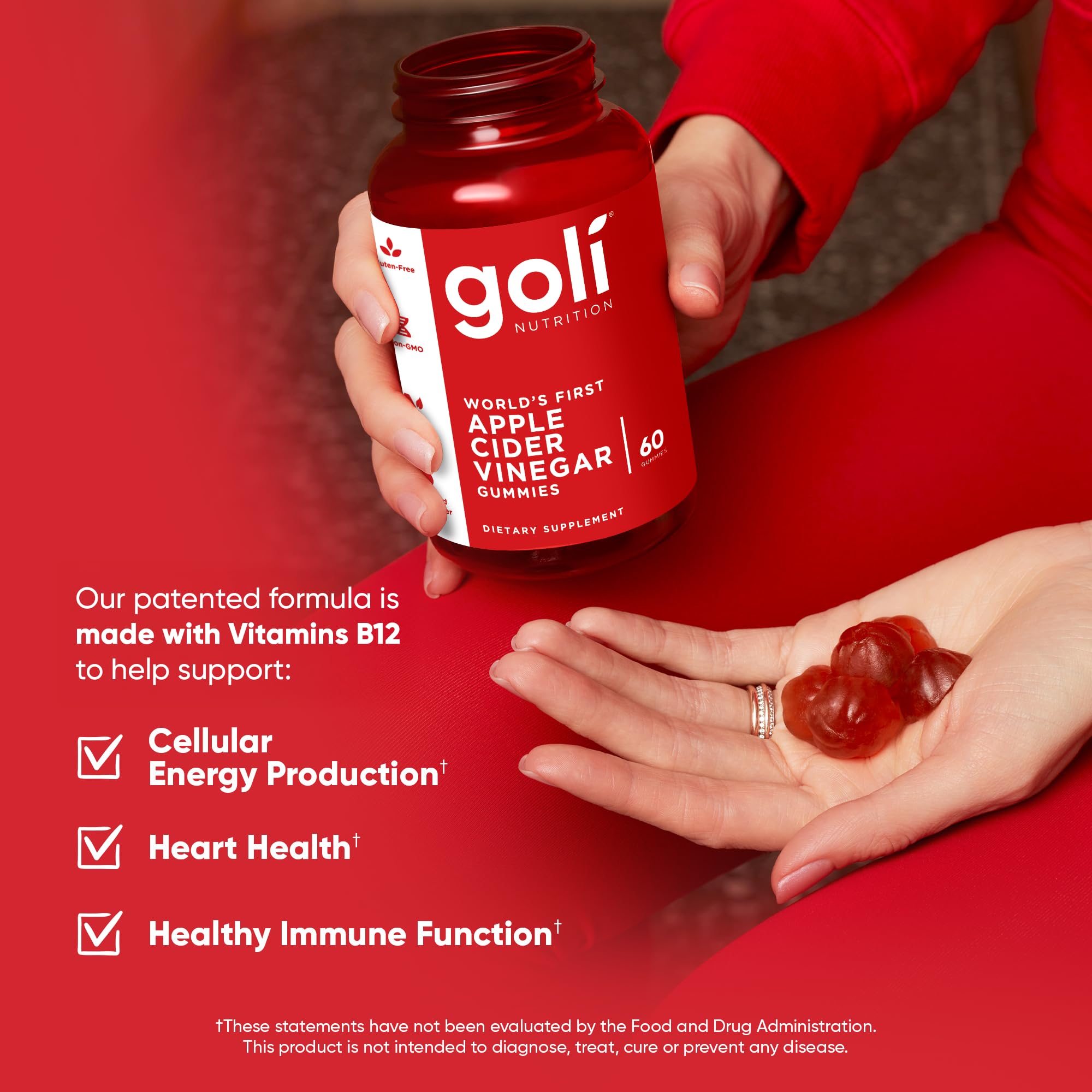 Goli Apple Cider Vinegar Gummies - Worlds First ACV Gummy with Vitamin B12, Beetroot & Pomegranate