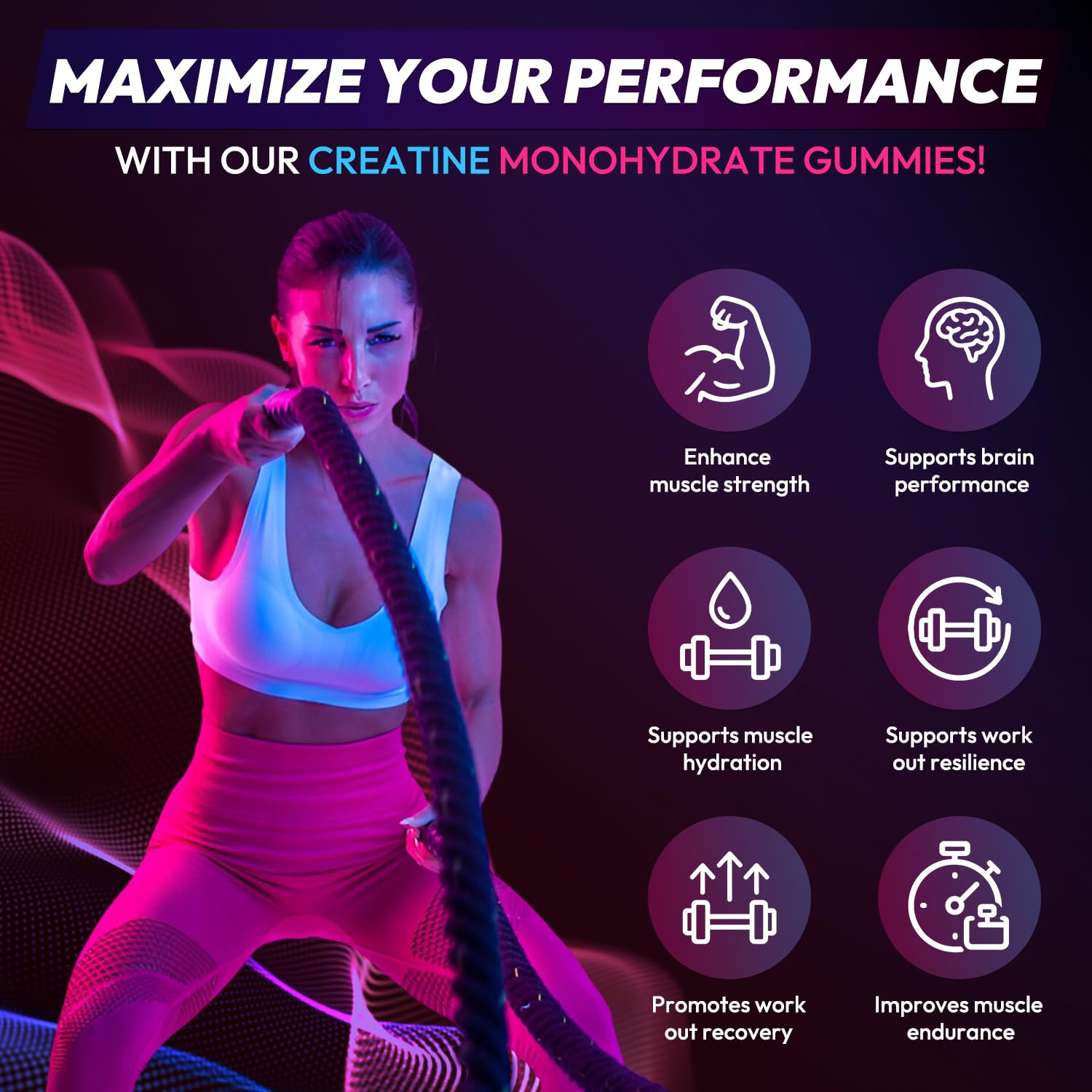 Cytona Creatine Gummies Monohydrate Complex 9000MG, Pre-Workout for Men & Women, Creatine Gummy with L-Taurine, BCAA 2:1, B12/6 for Muscle Support