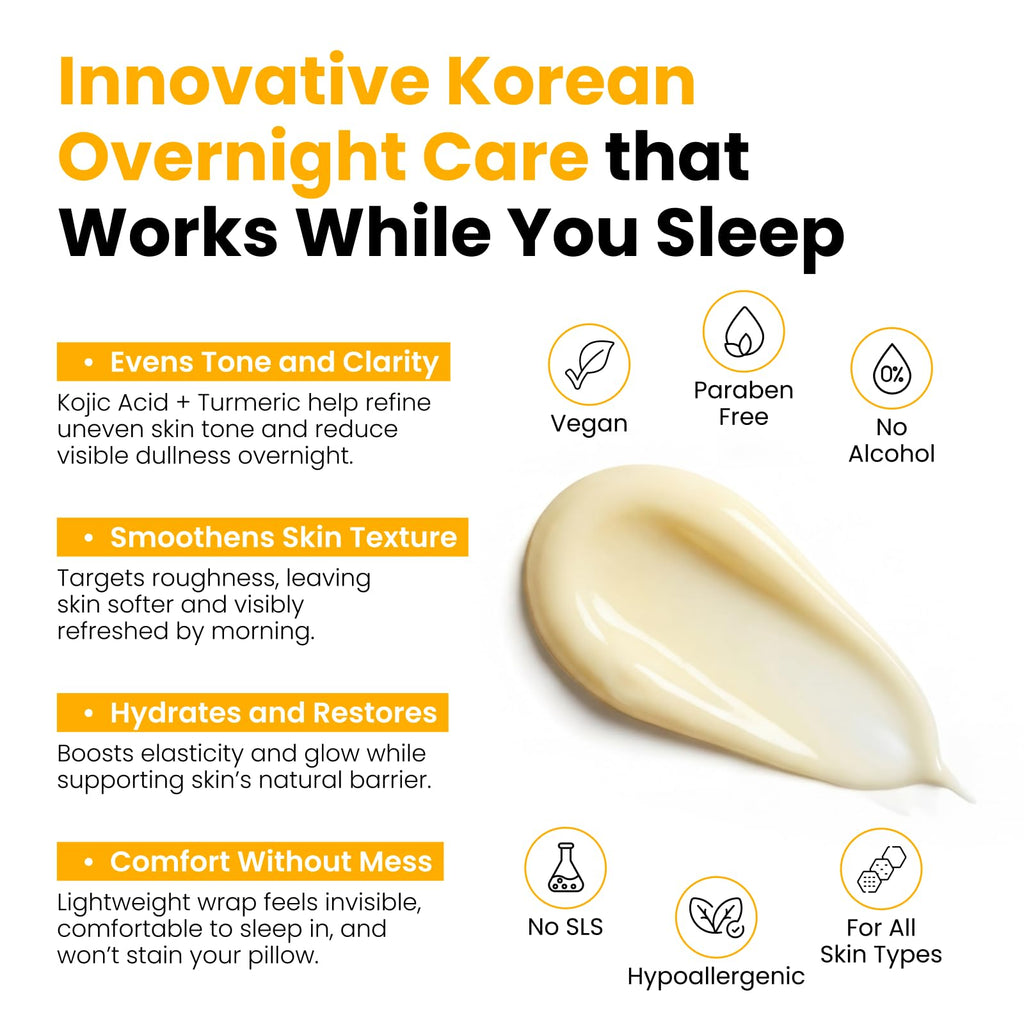 QUIA Turmeric + Kojic Acid Overnight Wrapping Mask – Hydration Mask for Glowing Skin