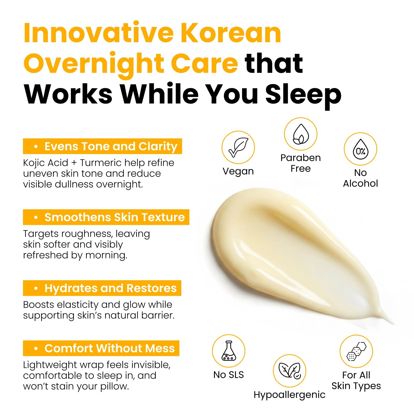 QUIA Turmeric + Kojic Acid Overnight Wrapping Mask – Hydration Mask for Glowing Skin