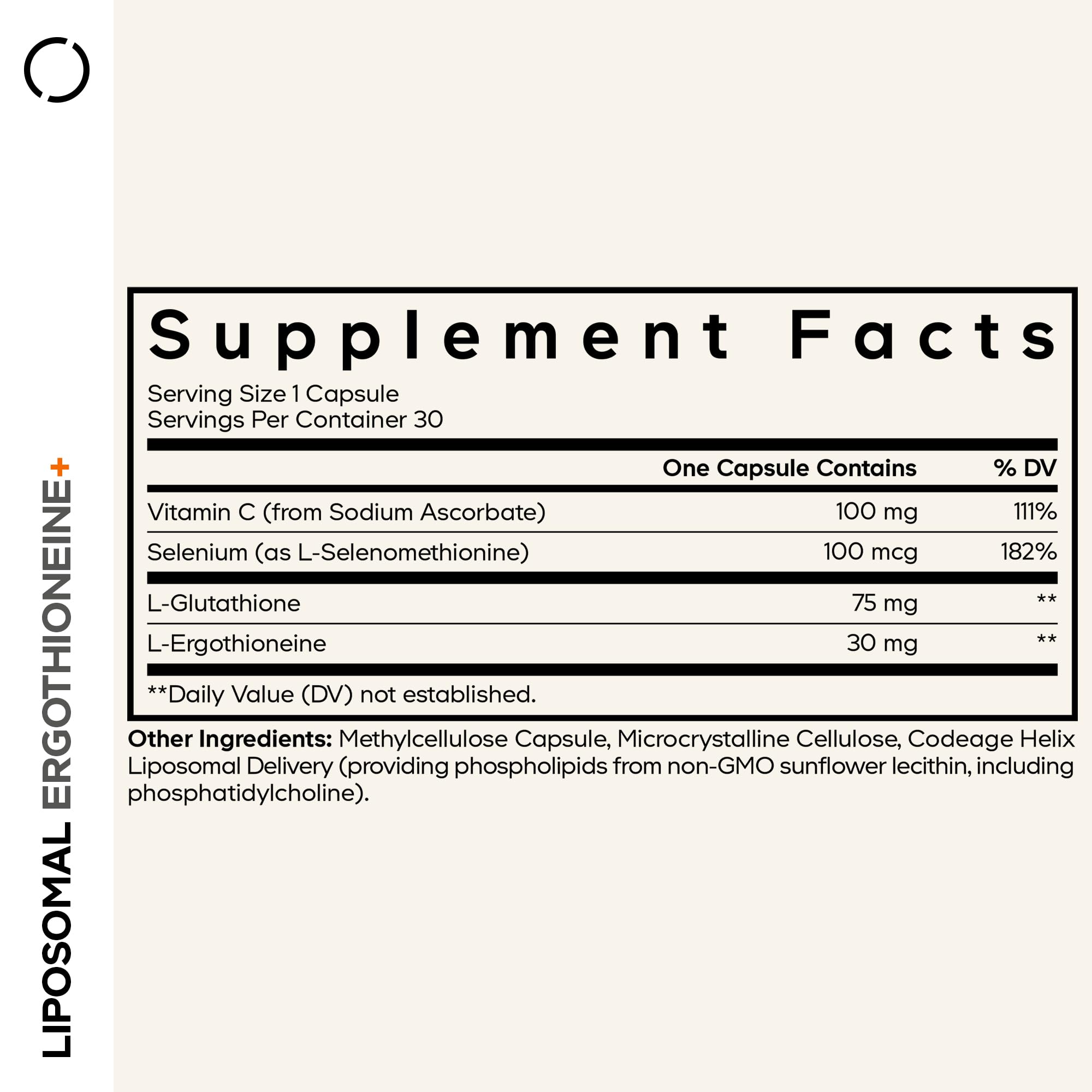 Codeage Liposomal Ergothioneine+ Supplement - L-Ergothioneine, L-Glutathione, Vitamin C, Selenium, Phospholipid Complex - Healthy Aging & Antioxidant - Vegan, Non-GMO, Soy-Free – 30 Capsules Codeage Au supplements