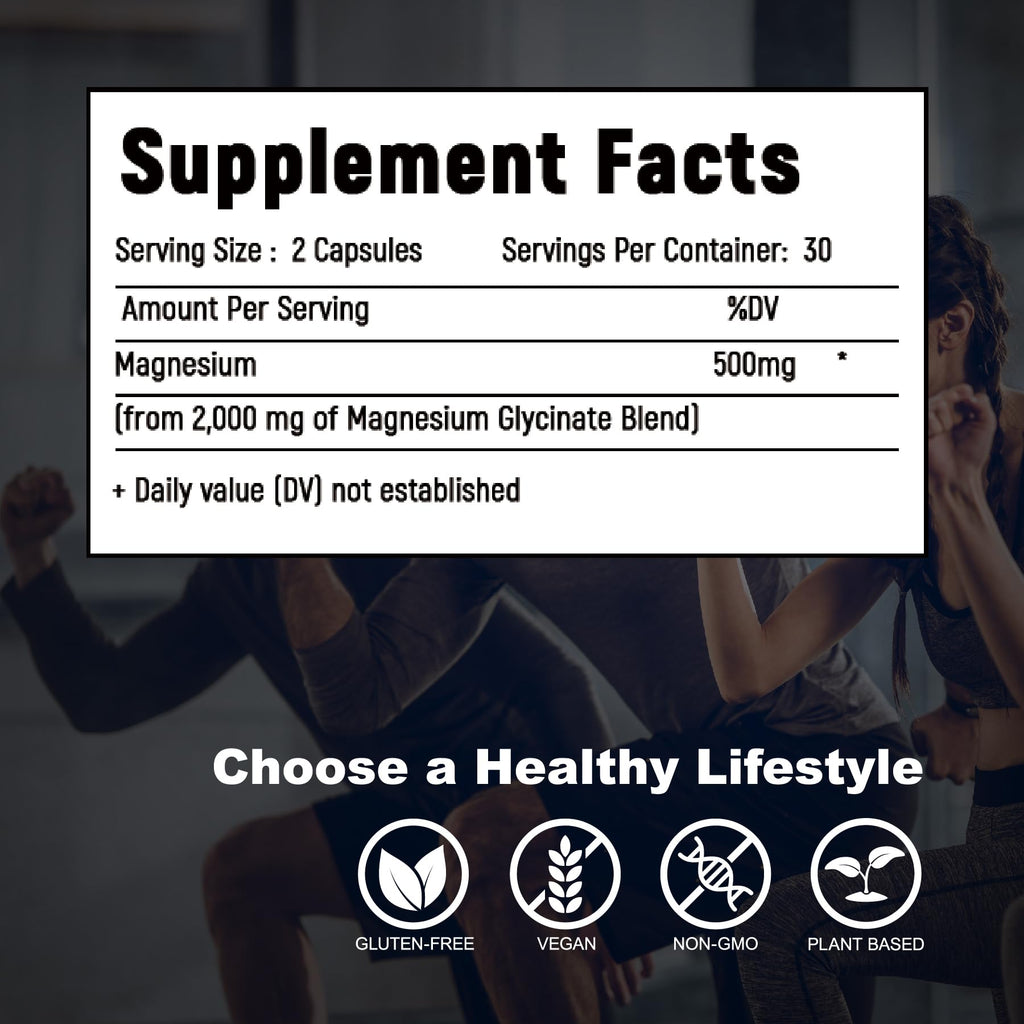 Laicuherb Magnesium Capsules for Bone and Muscle Health, 500 mg Magnesium Supplement, 60 Count, Vegetarian Capsules Laicuherb Au supplements