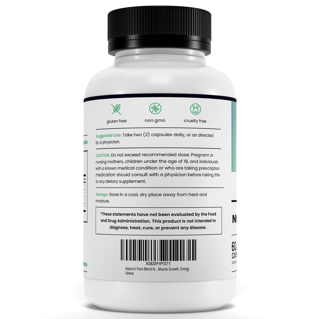 Nature's Pure Blend Nitric Oxide Supplements for Men – L-Arginine L-Citrulline – Heart Support & Flow Circulation Booster – 1500MG L Arginine and L Citrulline, Preworkout, Bodybuilding