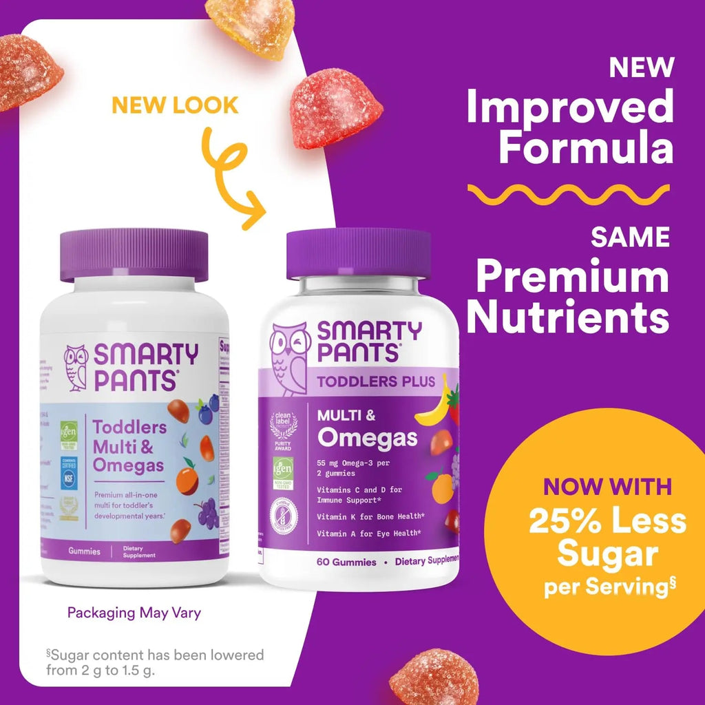 SmartyPants Toddler Multivitamin Gummies - Improved Formula: Omega 3 (DHA/EPA), Vitamins D3, C, Vitamin B12, B6, A, K & Zinc SmartyPants Au supplements